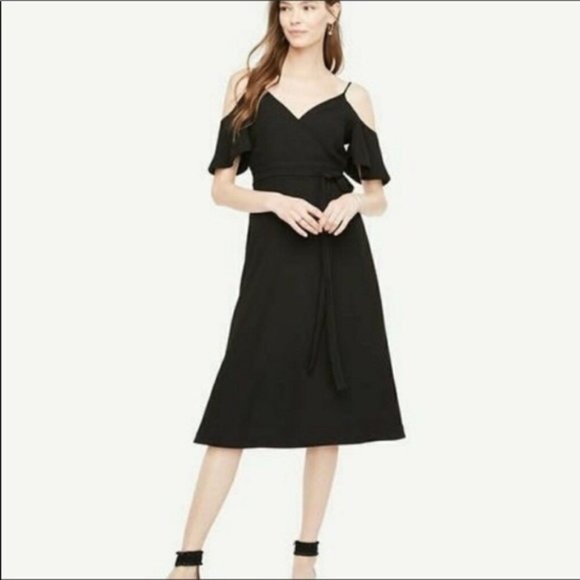 Ann Taylor Dresses & Skirts - NEW Ann Taylor COLD SHOULDER FAUX WRAP DRESS 6